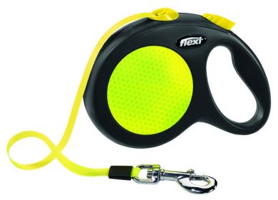 Flexi NEON M musta / neon 5m max 25kg. Leveä.