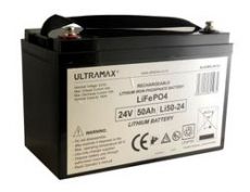 Ultramax LiFePO4 akku 24V 50Ah. IP65. Paino:11,5kg
