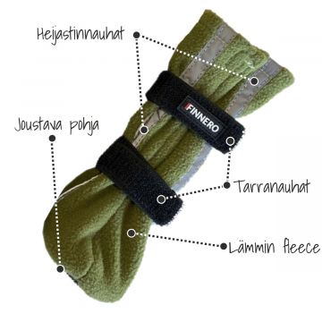 Finnero HALLA Heijastavat Tossut Koiralle 4kpl/pkt Vihreä M