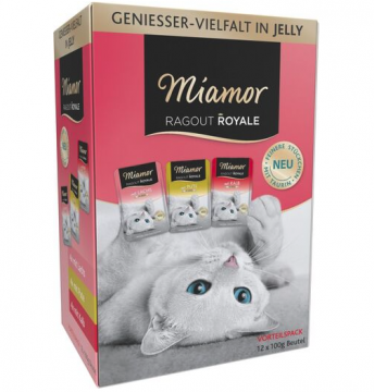 Miamor Ragout Royale Jelly 12x100g lajitelma Kalkkuna, Lohi,Vasikka 