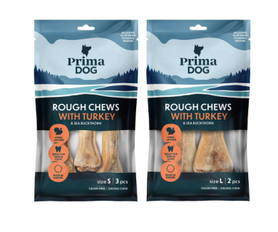 PrimaDog Rough Chews Koiran puruluu, Kalkkuna & tyrni -täyteluut L