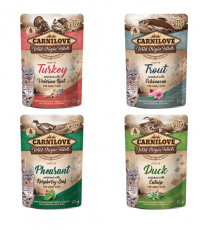 Carnilove Kissan märkäruoka fileinä kastikkeessa annospussissa, Lajitelma, 12 x 85 g