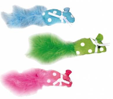 Polka-hiiri hännällä, eri värejä (pastelli)