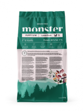 Monster Dog Grain Free Puppy S/M Lamb/Duck 12 kg