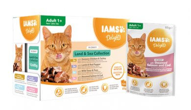 Iams Delights Kala ja  Lihalajitelma Kastikkeessa 12x85g 