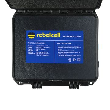 Rebelcell Li-Ion Akku 12V35A Kuljetuslaatikossa