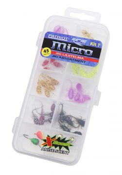 Patriot Ice Micro pilkkijigilajitelma 45kpl (40 jigiä, 4 morria ja vieherasia) KIT1
