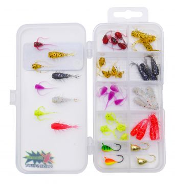 Patriot Ice Micro pilkkijigilajitelma 45kpl (40 jigiä, 4 morria ja vieherasia) KIT3